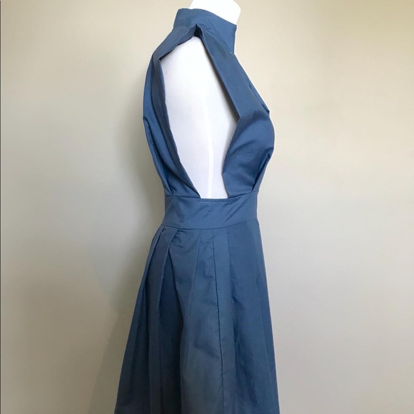 Vintage handmade blue cotton apron front dress - Picture 6 of 9